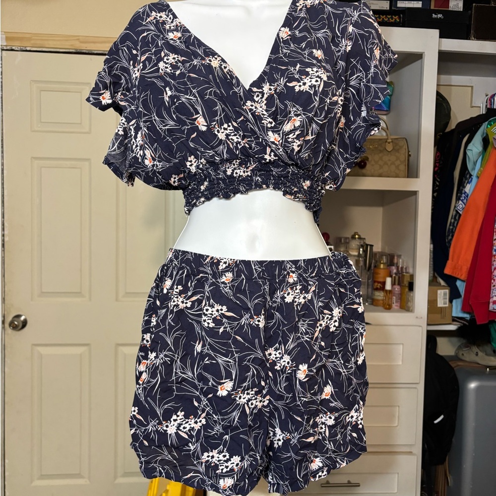 Floral Navy Two-Piece Set
